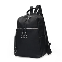 Casual PU Leather Backpack Large Capacity Dual Zipper Student Bag