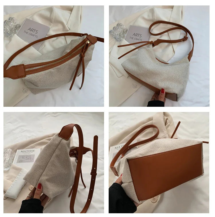 Canvas Shoulder Bag Tassels Hobo Crossbody Patchwork Satchel Bolsas