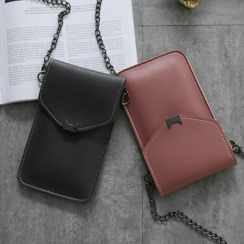 Cat Ear Touch Screen Cell Phone Purse Leather Shoulder Bag