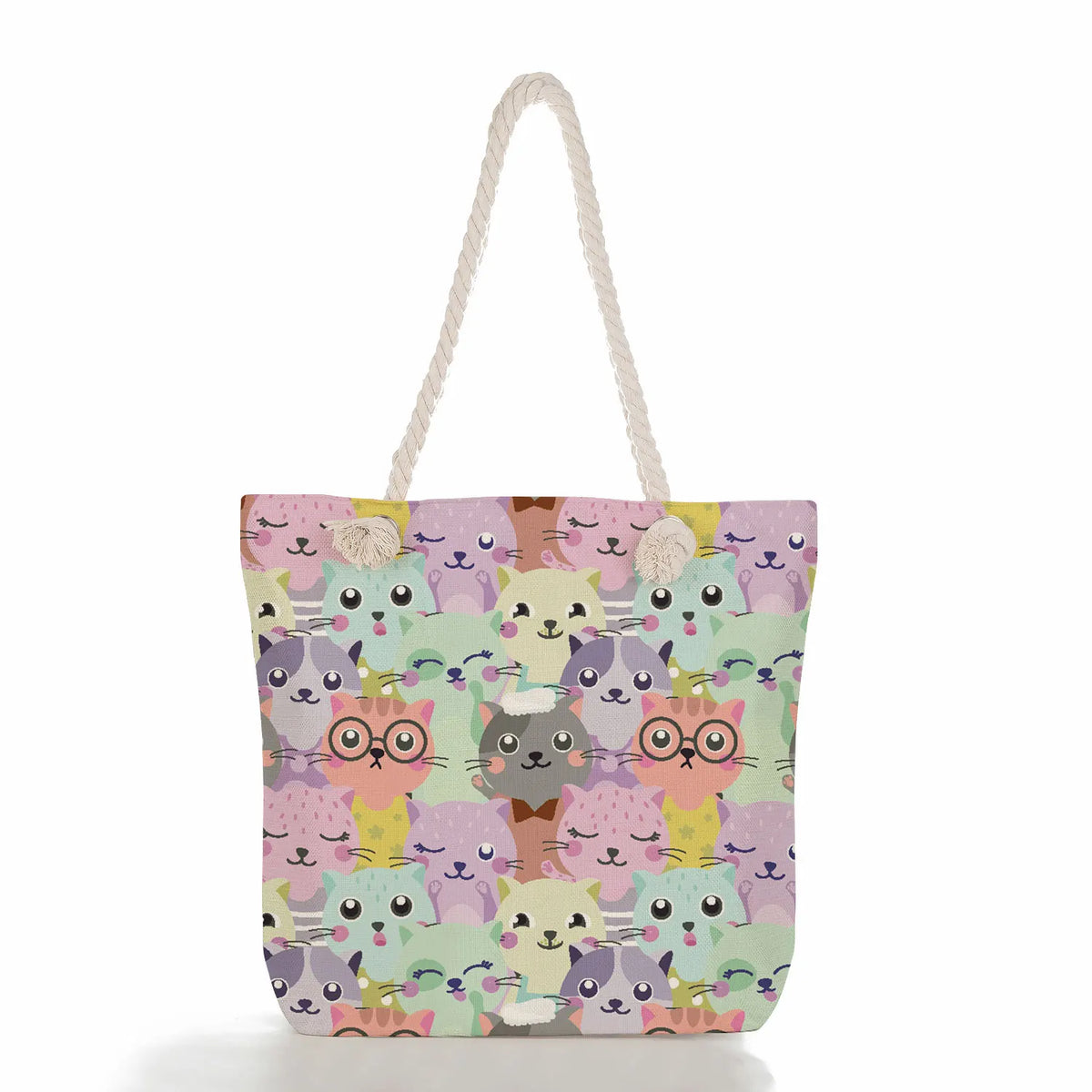 Cat Panda Rabbit Beach Tote Bags Eco Reusable Shoulder Shopping Bags