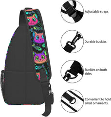 Cat Sling Bag Crossbody Backpack Shoulder Pack for Women Men