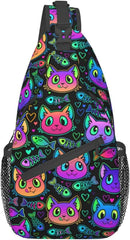 Cat Sling Bag Crossbody Backpack Shoulder Pack for Women Men