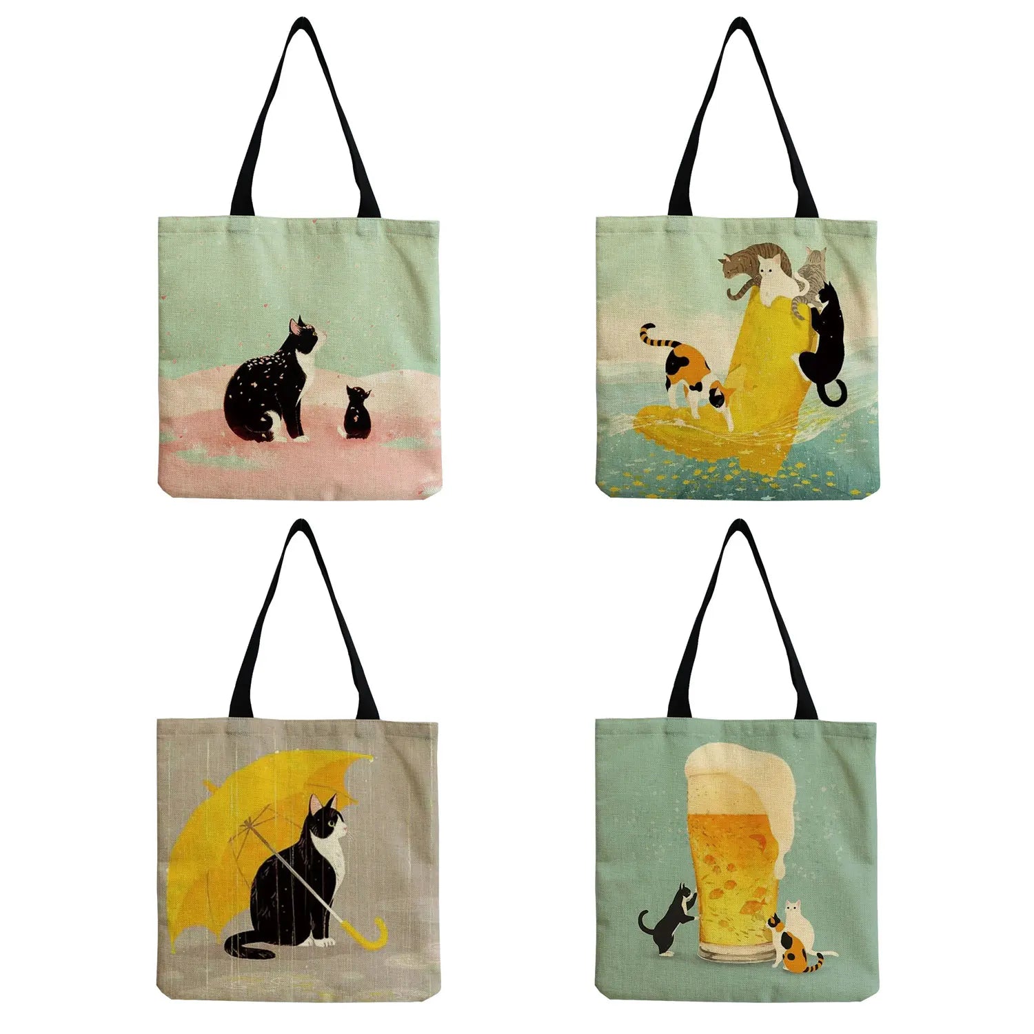 Customizable Cartoon Print Tote Bag for Women - School Teacher Gift