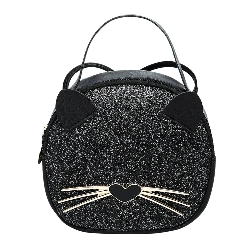 Cat Women Shoulder Bag Handbag Messenger Bags Sequin Mini Crossbody Pack