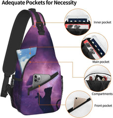 Cat & Butterfly Sling Bag Backpack for Travel Hiking
