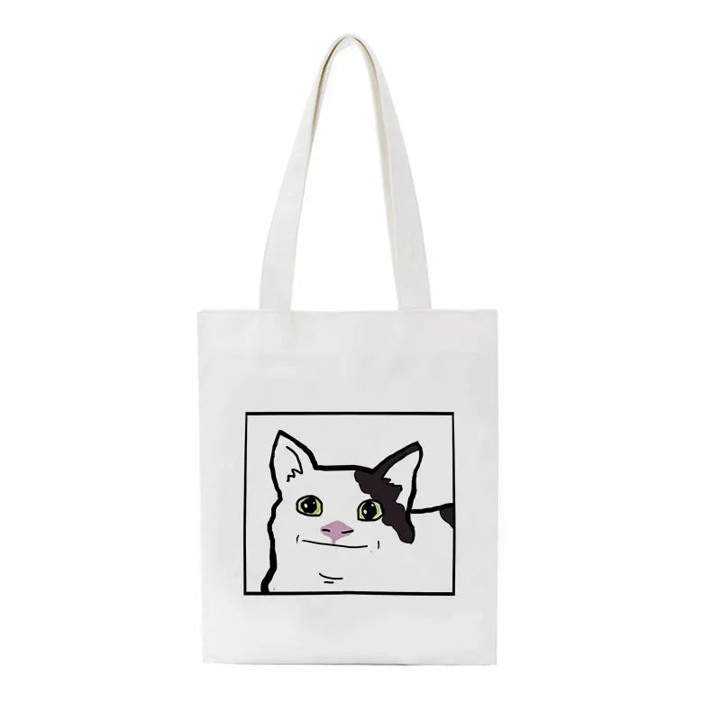 Cat Cartoon Shoulder Bag Harajuku Punk School Fun Hip Hop Canvas