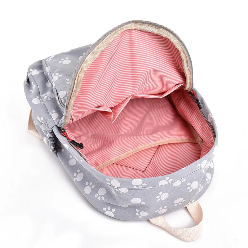 Cat Paw Print School Bags For Teenagers Girls Backpack