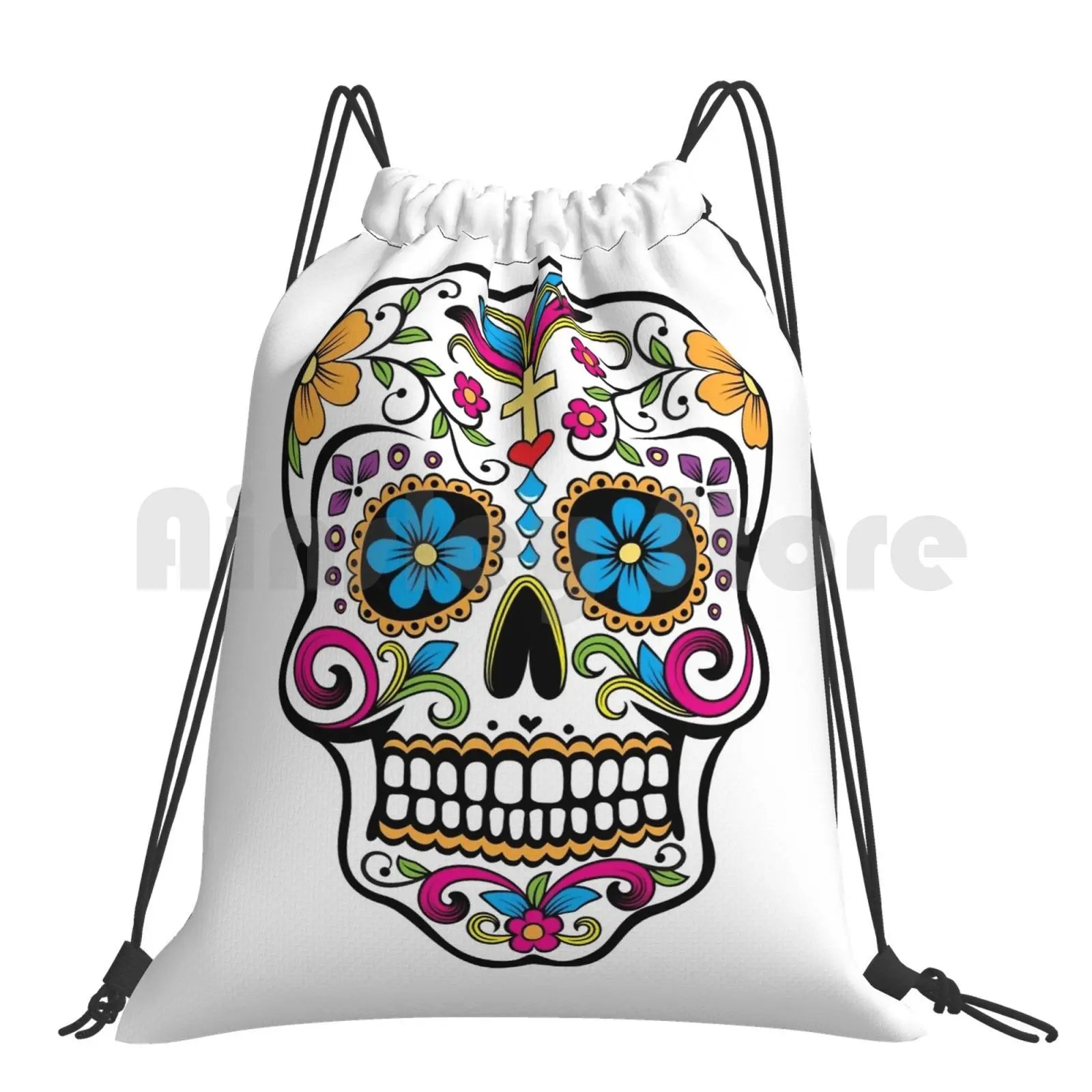 Catrina Sugar Skull Backpack Drawstring Bag