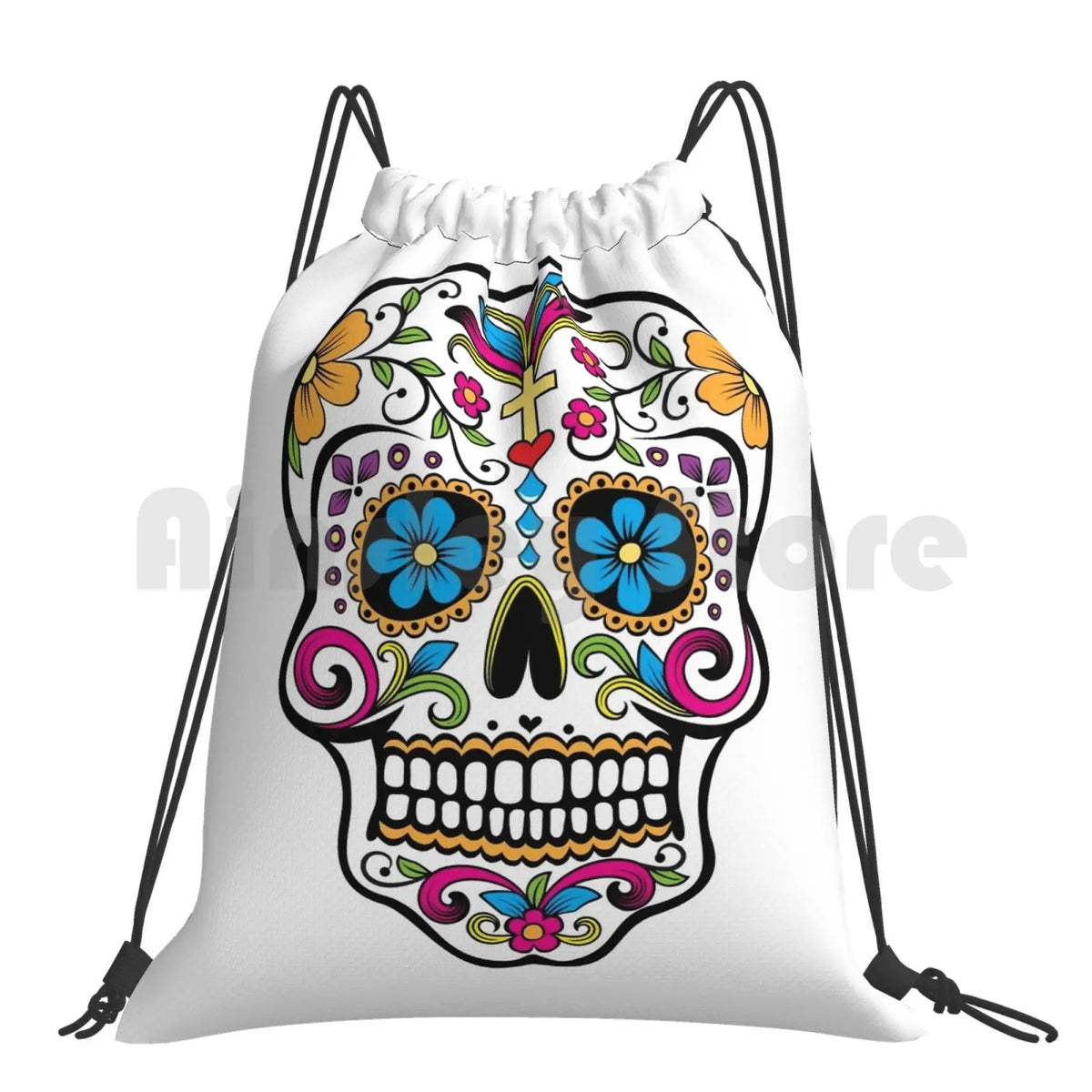 Catrina Sugar Skull Backpack Drawstring Bag