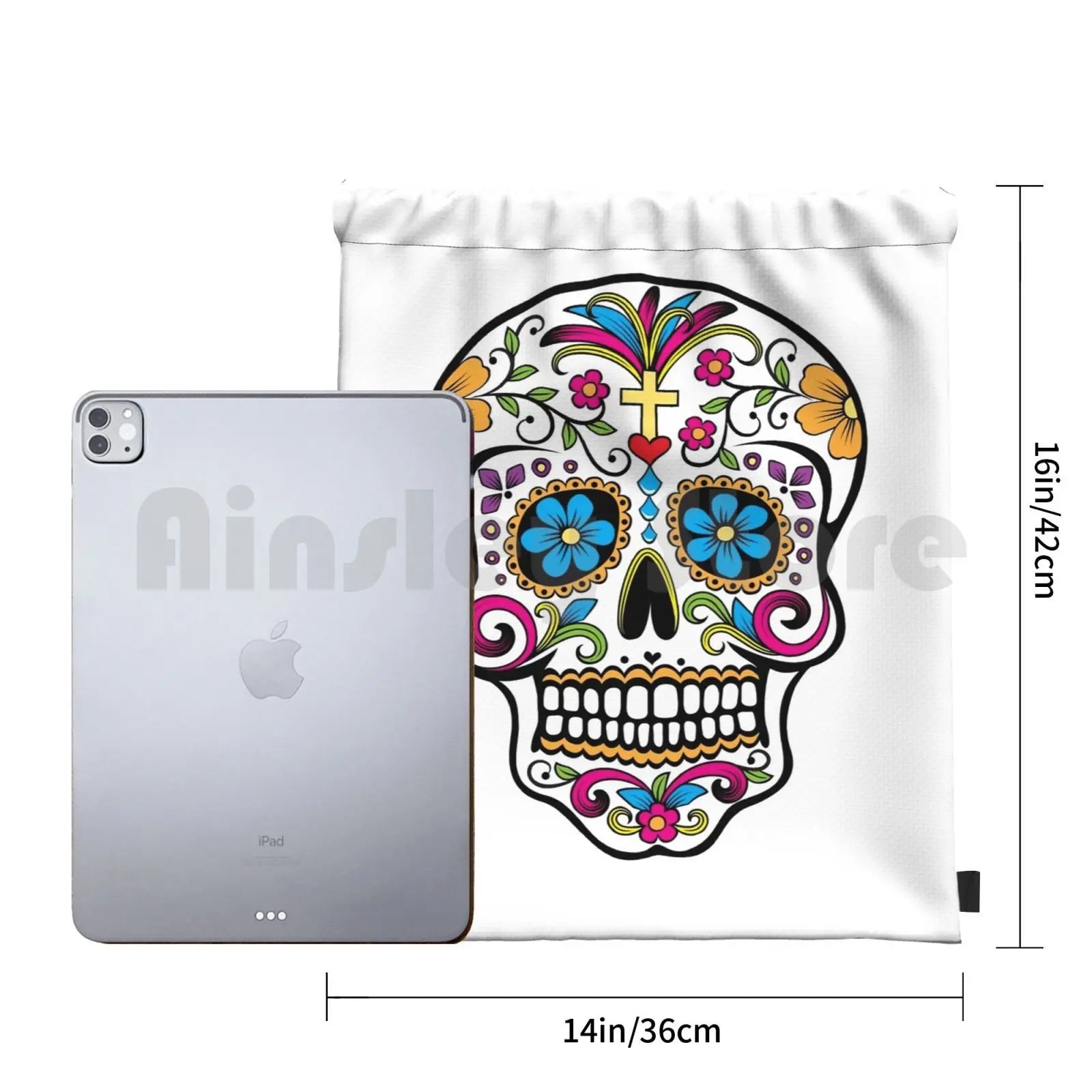 Catrina Sugar Skull Backpack Drawstring Bag