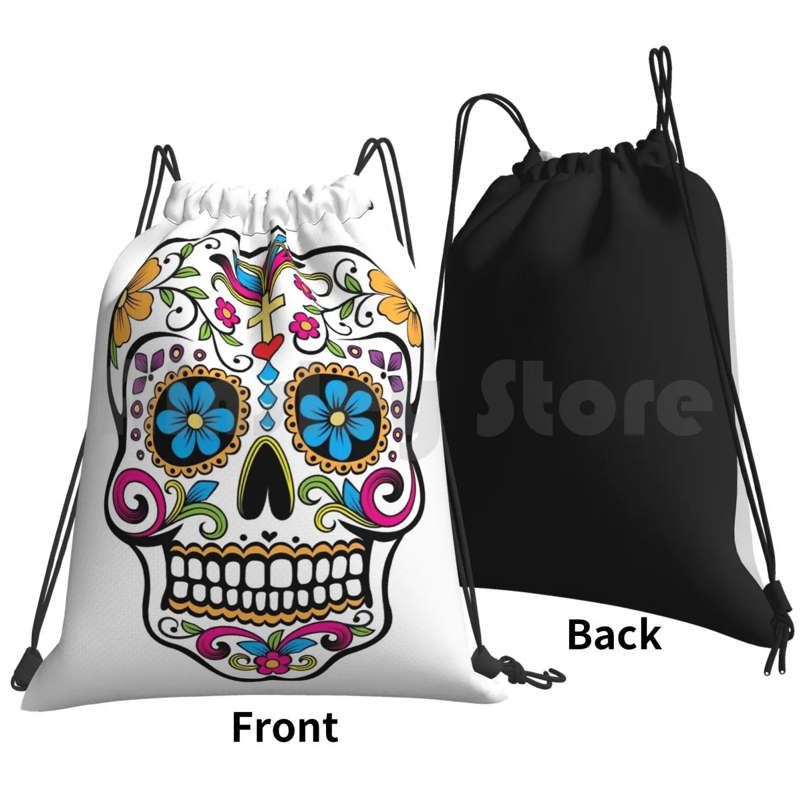Catrina Sugar Skull Backpack Drawstring Bag