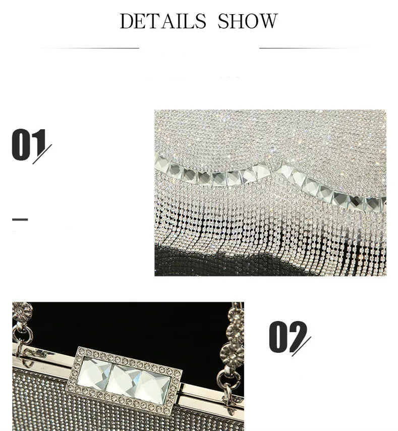 Full Diamond Evening Bag Women's Messenger Bag Party Bridesmaid Handbag