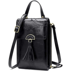 Cell PU Leather Small Cross Body Mini Wallet Purse Bag - Black