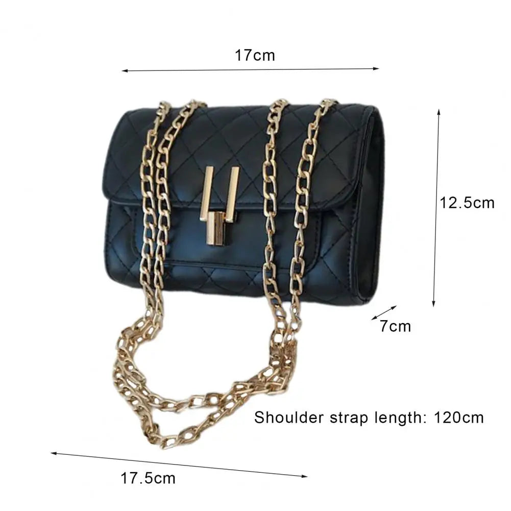 Chain Bag Delicate Faux Leather Women Single-shoulder Diagonal Messenger Bag