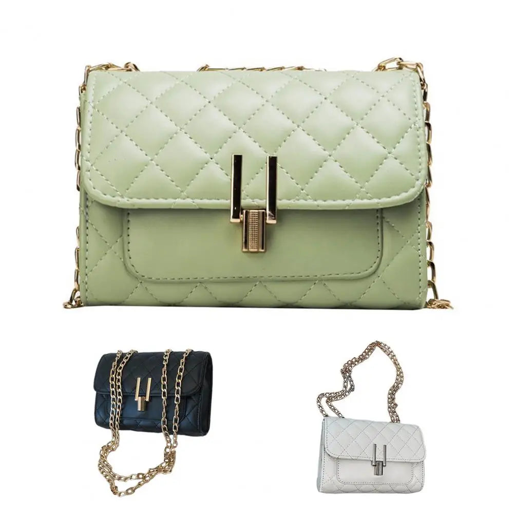 Chain Bag Delicate Faux Leather Women Single-shoulder Diagonal Messenger Bag