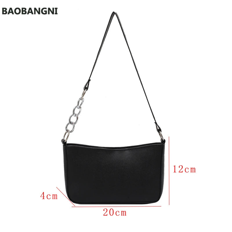 Chain Shoulder Bags PU Leather Underarm Flap Daily Travel Han