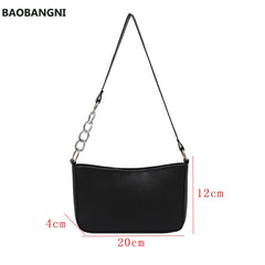 Chain Shoulder Bags PU Leather Underarm Flap Daily Travel Han