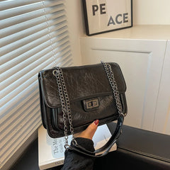 Chain PU Leather Crossbody Bags For Women Shoulder Flap Bag Lady Thread Handbags