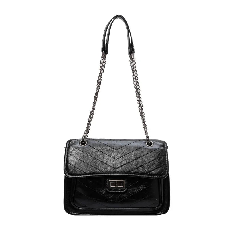 Chain PU Leather Crossbody Bags For Women Shoulder Flap Bag Lady Thread Handbags