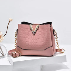 Crocodile Texture Chain Bucket Bag Women Messenger Bag