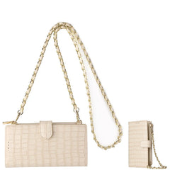 Crocodile Pattern Chain Crossbody Bag with Magnetic Buckle Lock