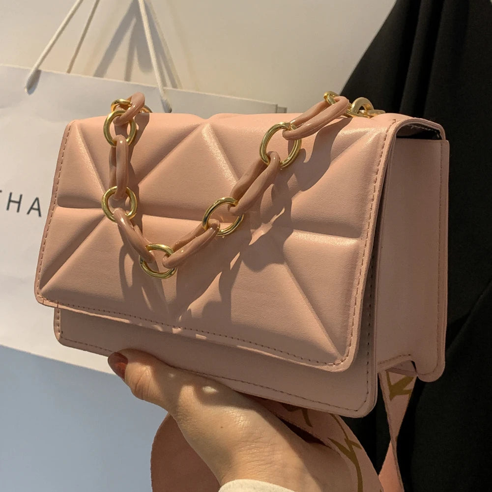 Embossed Crossbody Bag with Wide Strap for Weekend Vacation