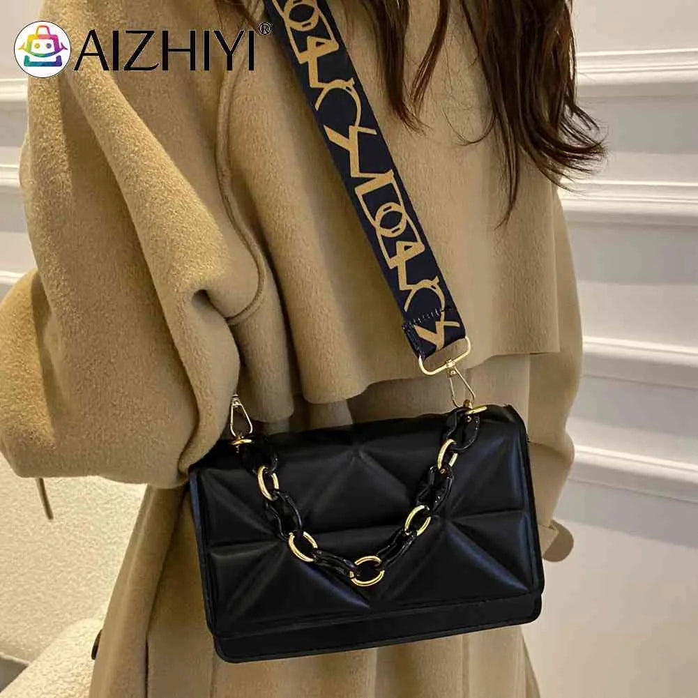 Embossed Crossbody Bag with Wide Strap for Weekend Vacation
