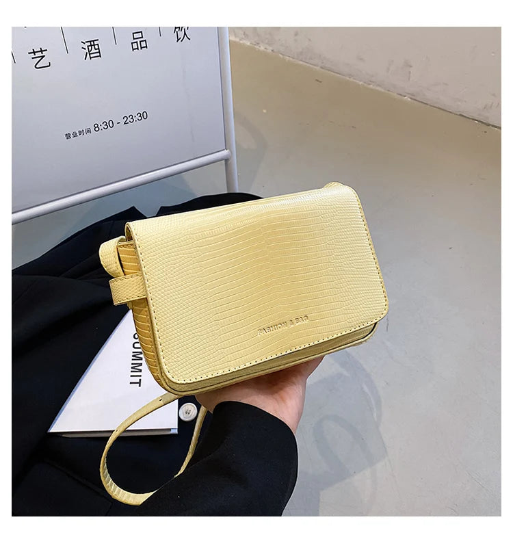 Snakeskin Print Leather Crossbody Bag for Women