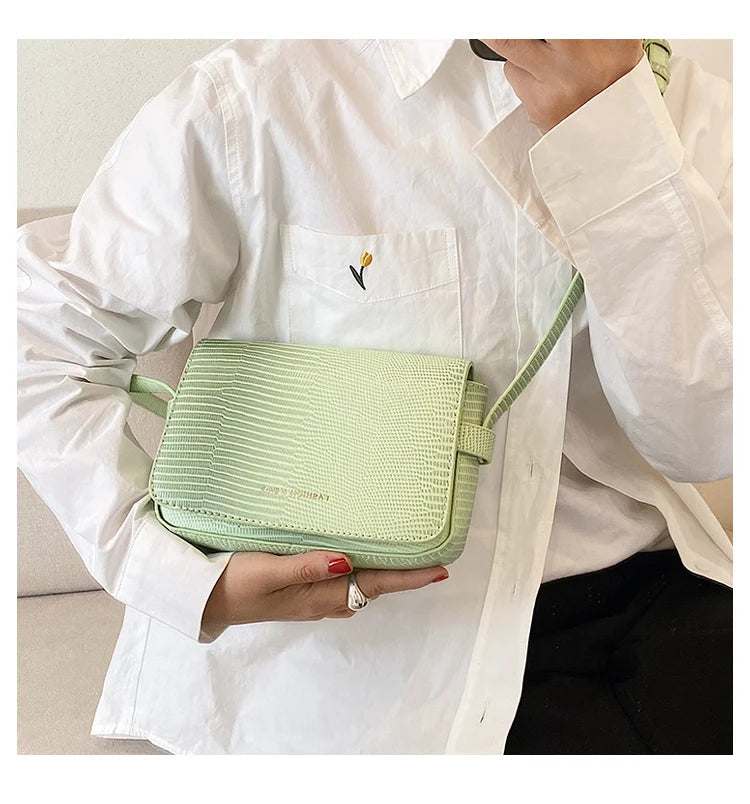 Snakeskin Print Leather Crossbody Bag for Women
