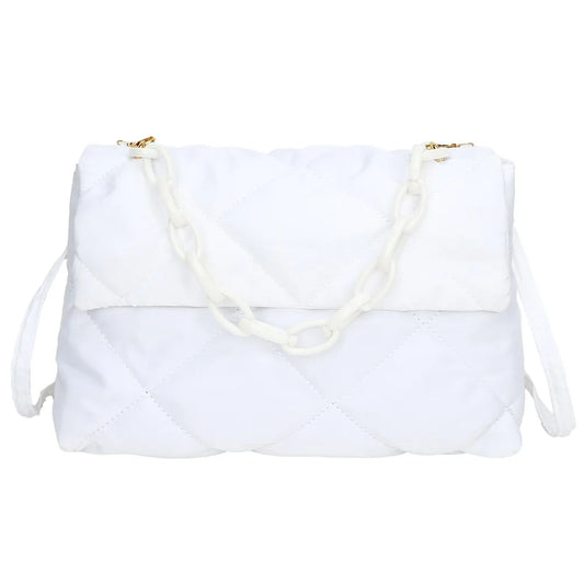 Nylon Crossbody Square Bag Quilted Flap Handbag Casual Large Capacity