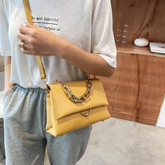 Small PU Leather Flap Crossbody Bag Yellow