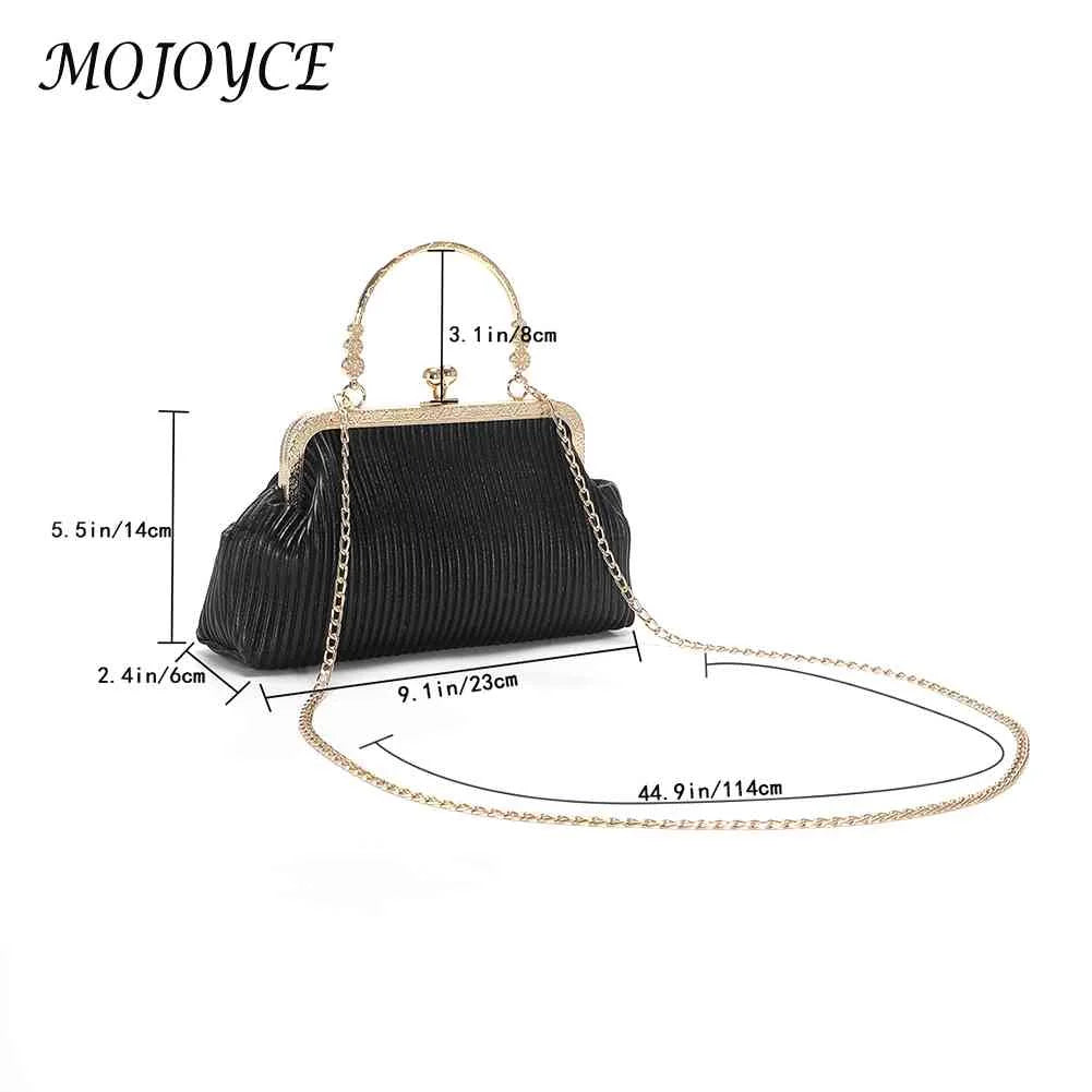 Chain Evening Bag PU Leather Soft Metal Buckle Wedding Banquet