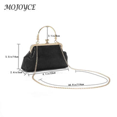 Chain Evening Bag PU Leather Soft Metal Buckle Wedding Banquet