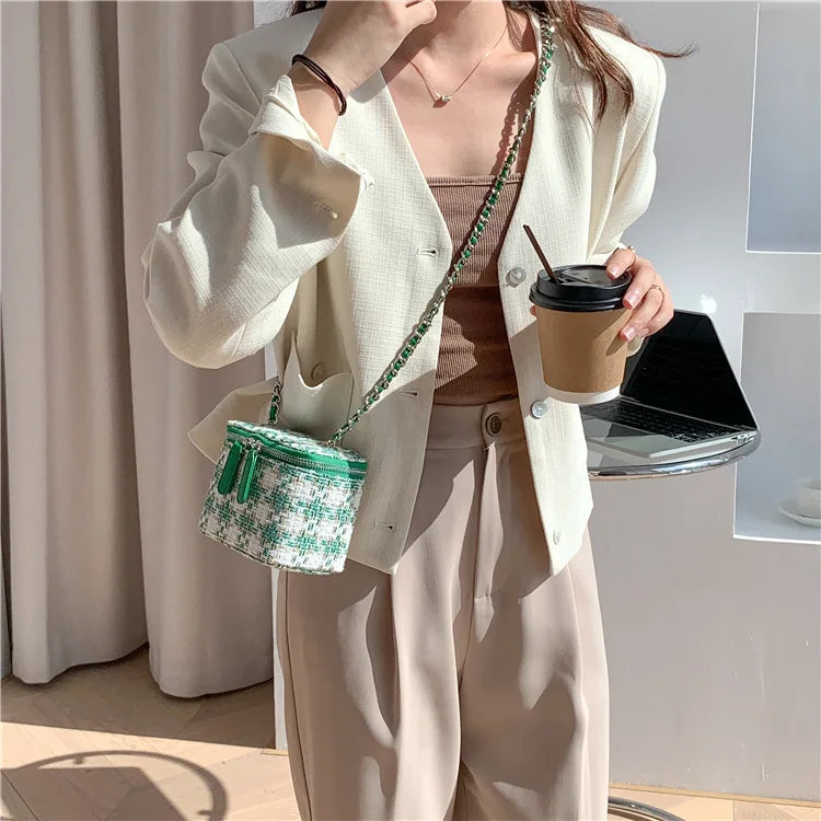 Plaid Crossbody Bag Pink Grid Checkered Mini Purse Handbag
