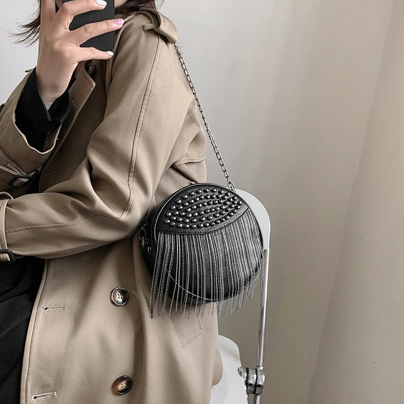 Fringe Embellished Crossbody Bag Vintage Messenger Bag