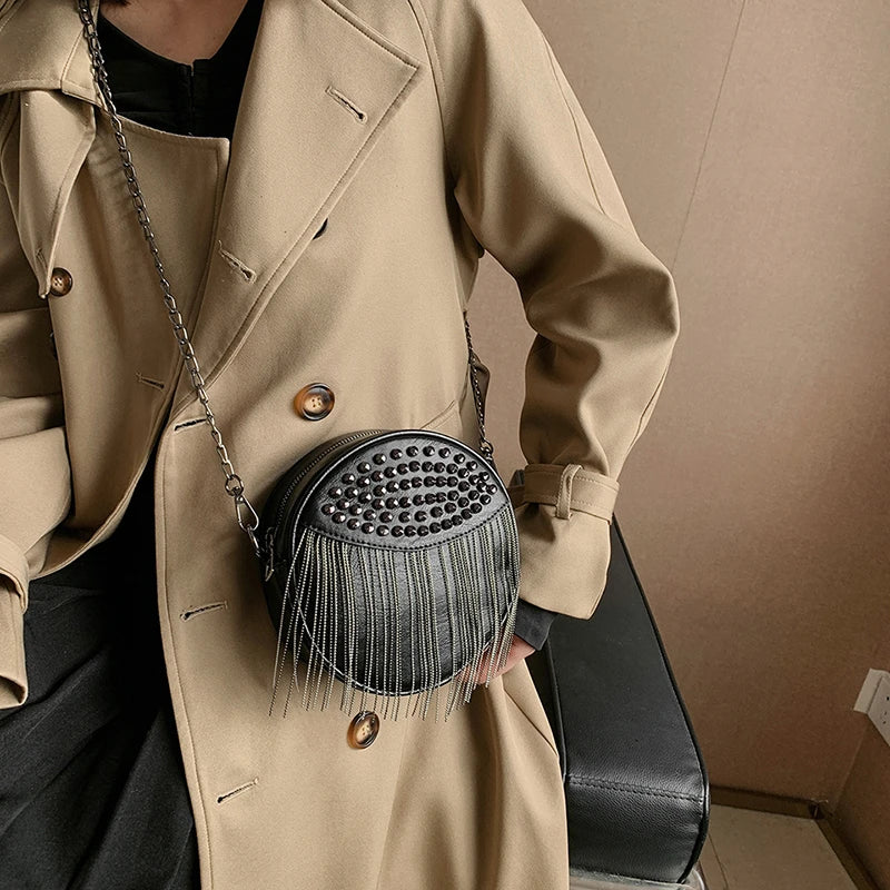 Fringe Embellished Crossbody Bag Vintage Messenger Bag