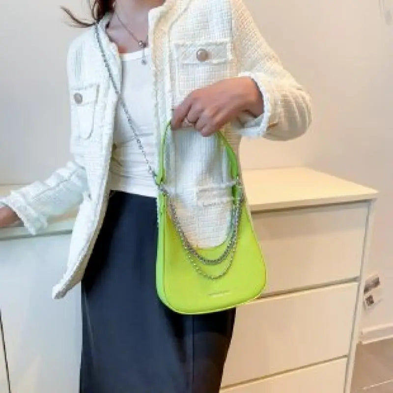 Striped Shoulder Bag Small Flap PU Leather Women's Crossbody Handbag