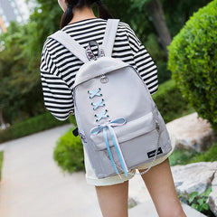 Chain USB Canvas Backpack Teenager Girls Backpacks Women Student