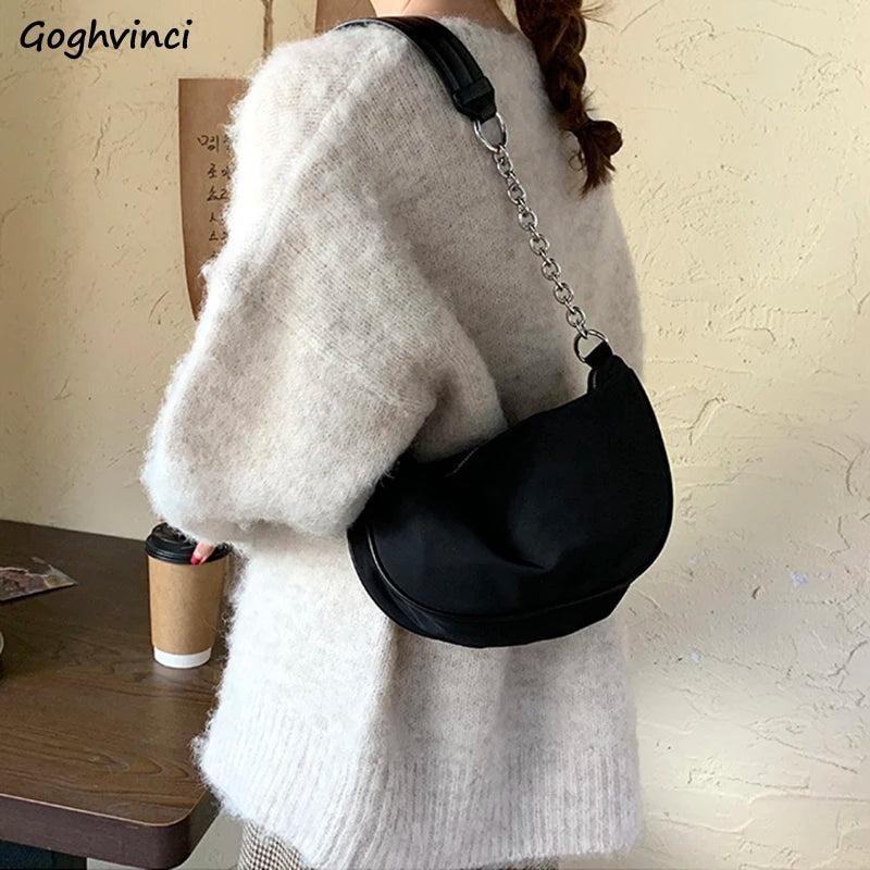 Chain Underarm Shoulder Bags Women Solid Minimal