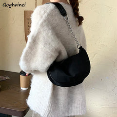 Chain Underarm Shoulder Bags Women Solid Minimal