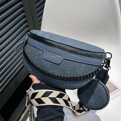 Jacquard Embroidered Crossbody Waist Bag Wide Strap Chest Bag