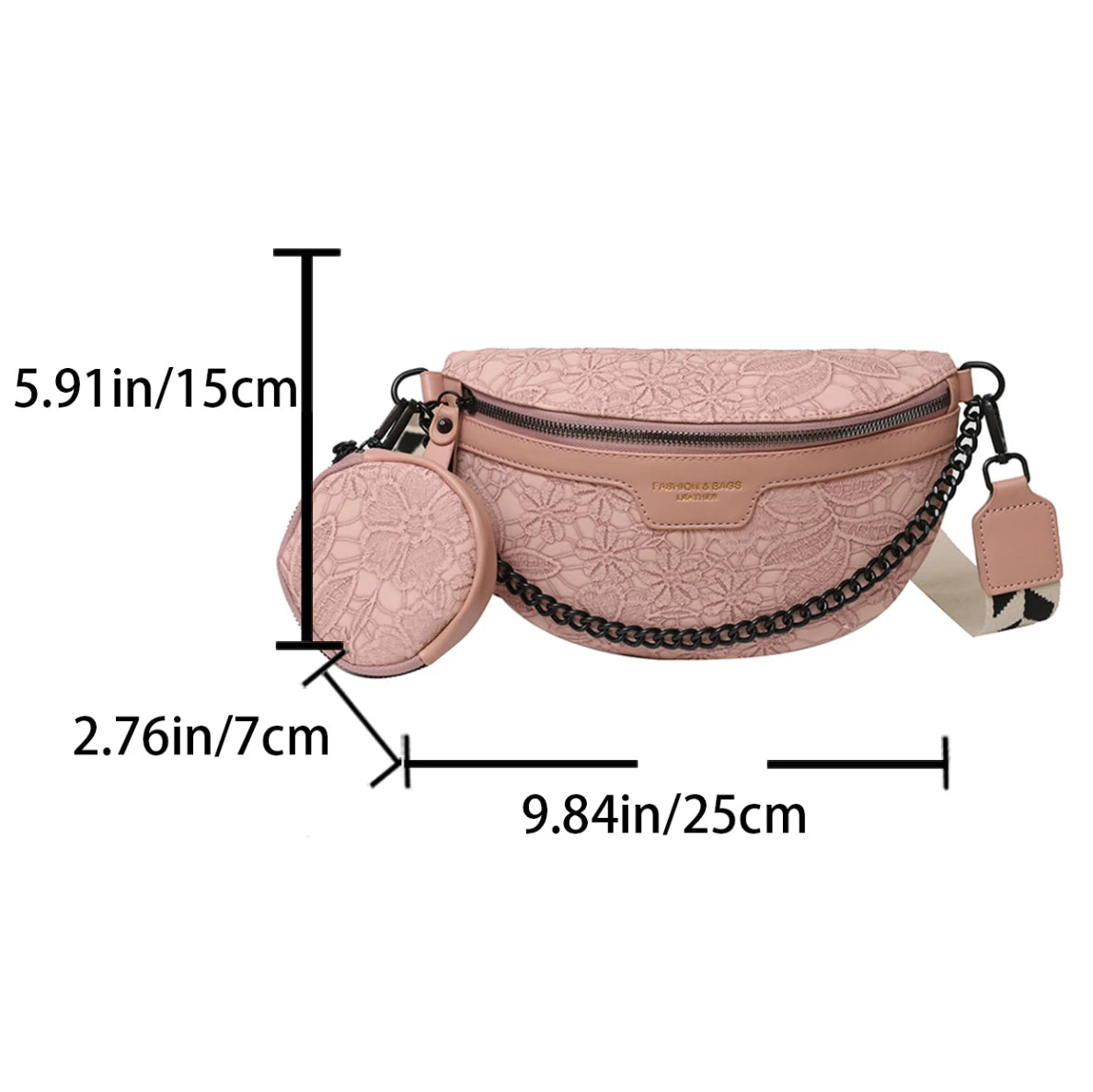 Jacquard Embroidered Crossbody Waist Bag Wide Strap Chest Bag
