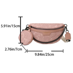 Jacquard Embroidered Crossbody Waist Bag Wide Strap Chest Bag