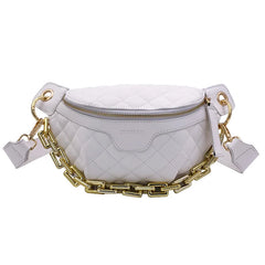 Chain Chest Bag Women Lattice Messenger Bag Saddle Bag Handbag