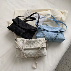 Vintage Small Shoulder Bag Women Fold Over Handbags Tote Bag with Chains