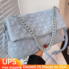Vintage Small Shoulder Bag Women Fold Over Handbags Tote Bag with Chains