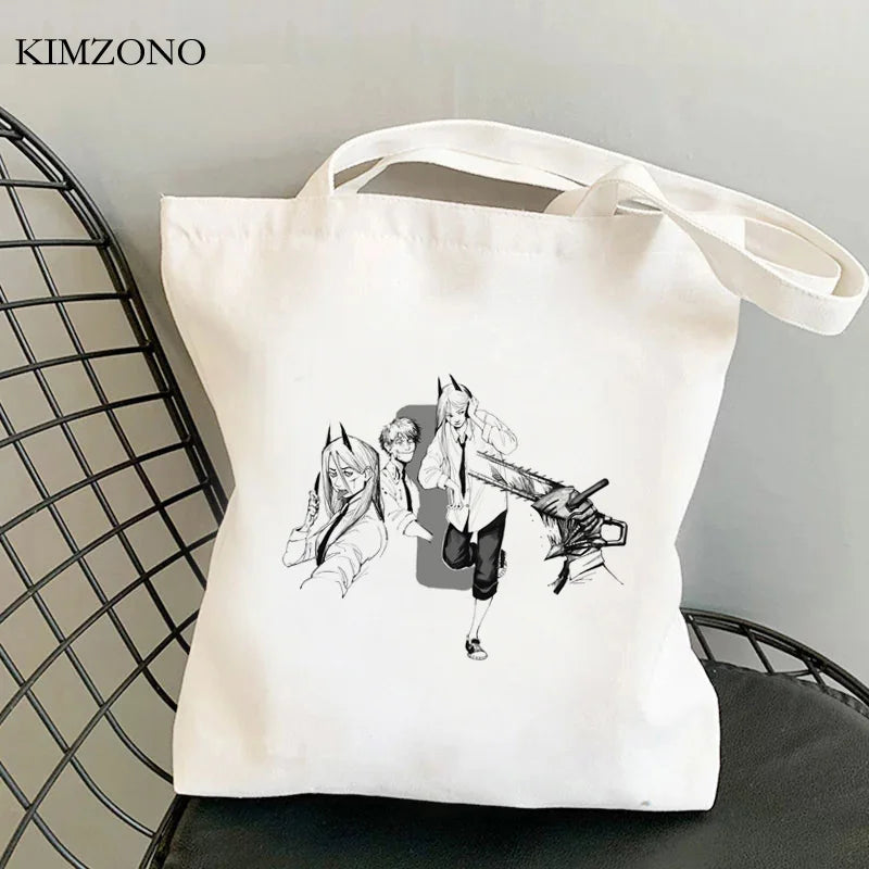 Chainsaw Man shopping bag cotton tote jute sacola sac toile