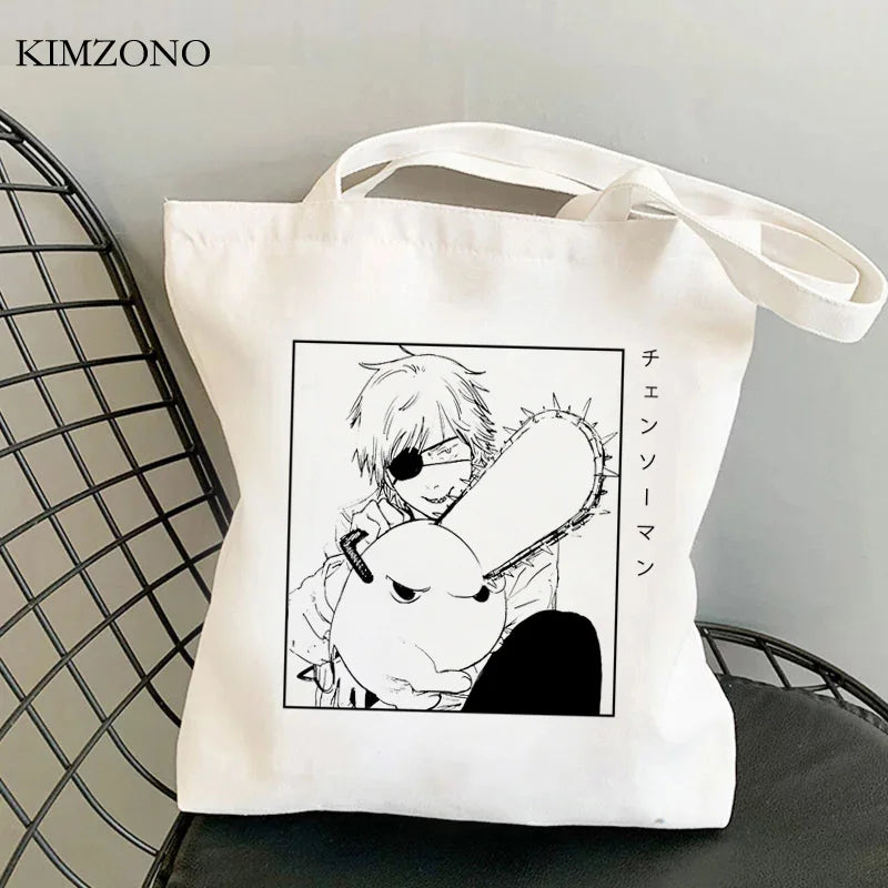 Chainsaw Man shopping bag cotton tote jute sacola sac toile