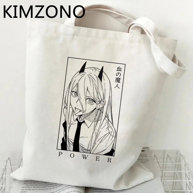 Chainsaw Man Eco Shopping Bag - Reusable Cotton Foldable Tote