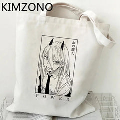 Chainsaw Man Eco Shopping Bag - Reusable Cotton Foldable Tote